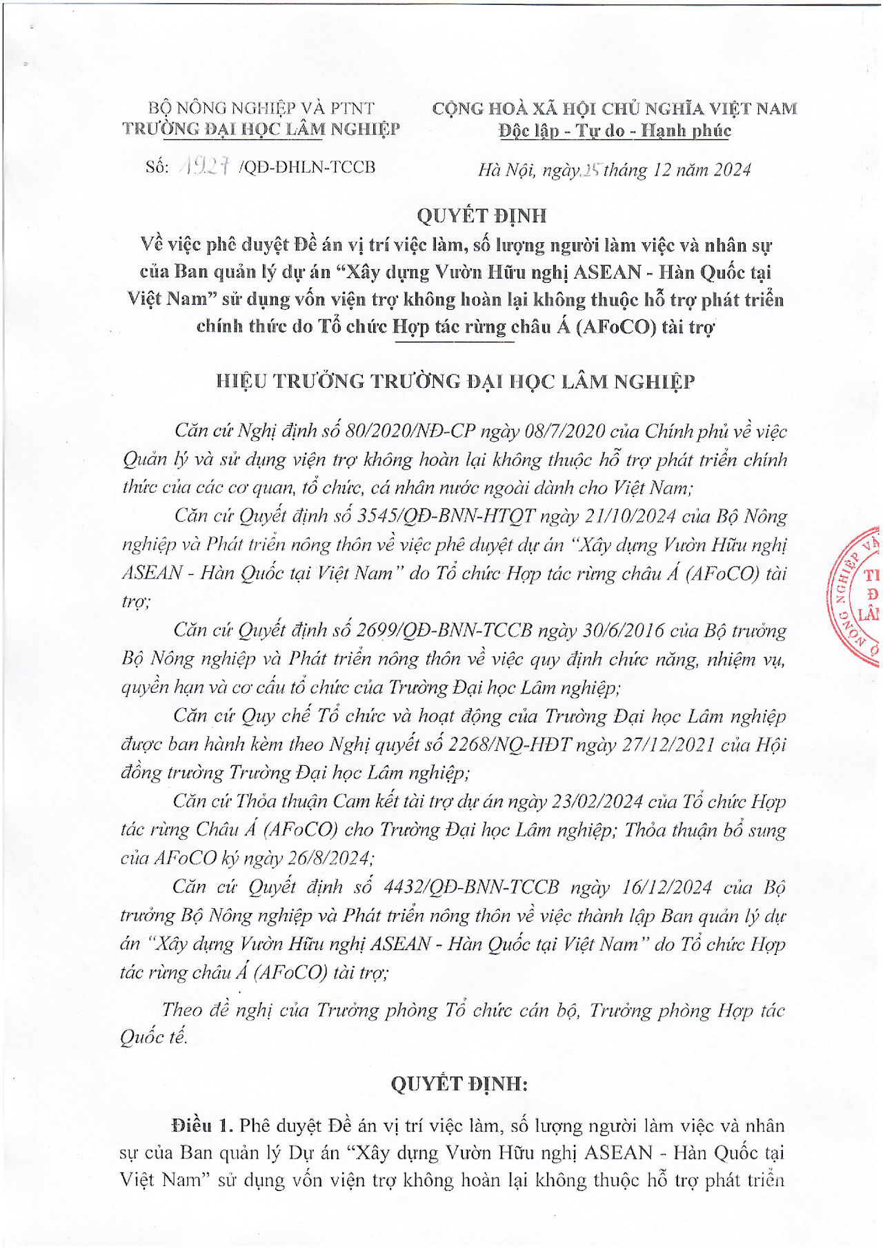 Quyết định phê duyệt trang 1